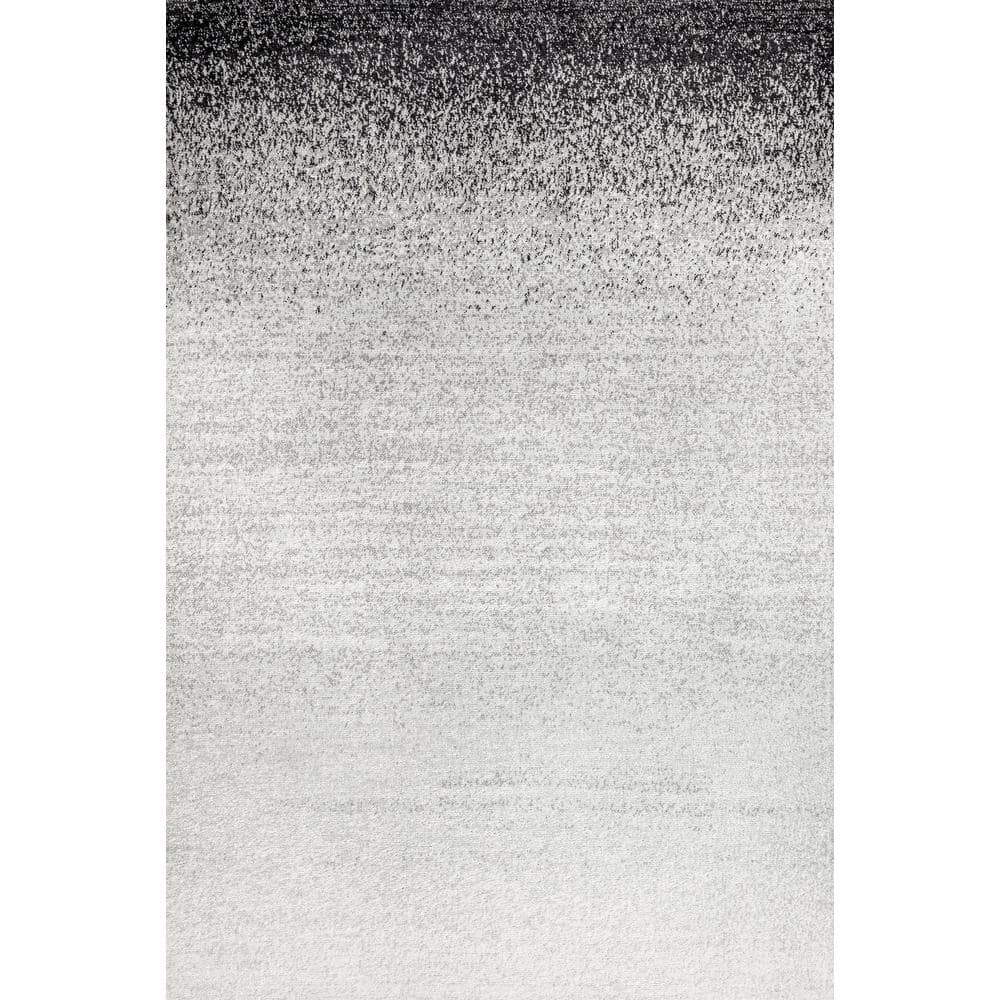 Gray and Cream Abstract Reversible 4' x 6' Synthetic Rug
