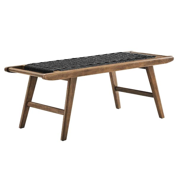 MODWAY Saorise in Walnut Black Wood Dining Bench 47 in.