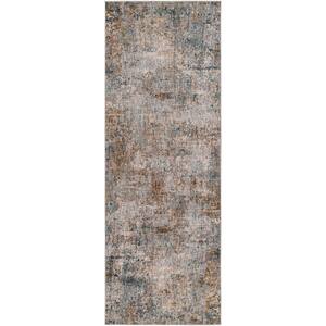 Delphine Taupe 3 ft. x 10 ft. Abstract Indoor Runner Area Rug