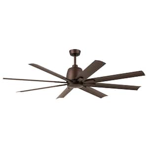 Breda 65 in. Outdoor Satin Natural Bronze Downrod Mount Ceiling Fan with Remote Included for Patios or Porches