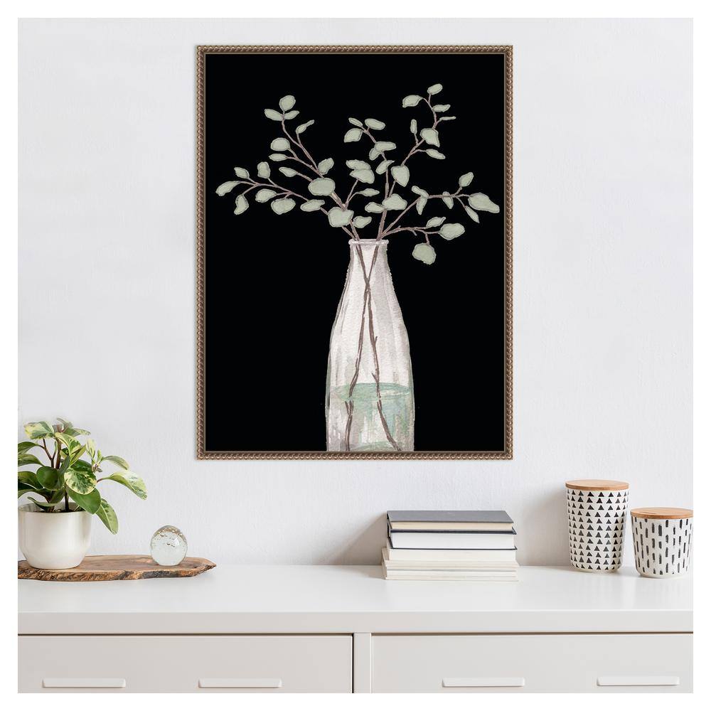 Botanic-Inspired Beaded Bronze Framed Canvas Wall Art