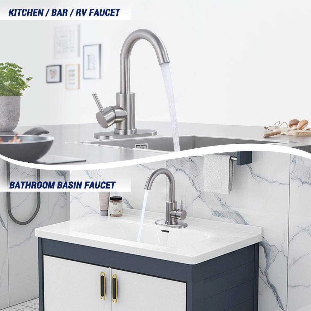 Brushed Nickel Single Handle Stainless Steel Bar Faucet with Swivel Spout