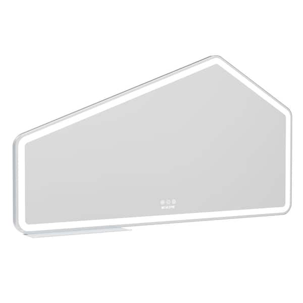 Silver 28 in. W x 52 in. H LED Irregular Metal Framed Wall Mirror