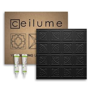 Lafayette 2 ft. x 2 ft. Glue Up Vinyl Ceiling Tile and Backsplash Kit in Black (21 sq. ft./case)