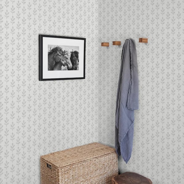 Whiskers Light Grey Leaf Wallpaper Sample