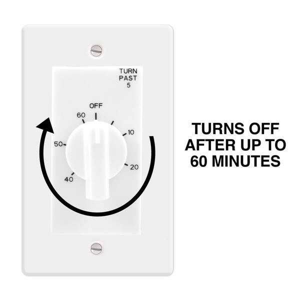 Intermatic 60 Minute Spring Wound In Wall Timer 20amp Lights Fan Control White 
