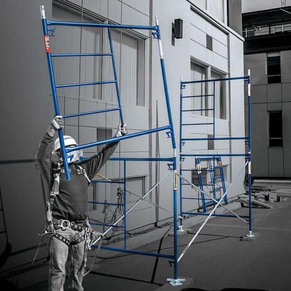 Saferstack Scaffold Section, 4-Story 20.6 ft. x 7 ft. x 5 ft. Mason Scaffolding Frame Set with Galvanized Cross Braces