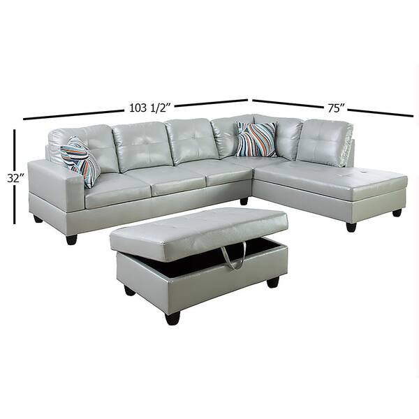 Star Home Living 103 50 In W Square Arm 2 Piece Faux Leather L Shaped Modern Right Facing Sectional Sofa Set White Sh9520b The Depot Facing Sectional Sofa Set, Modern White Faux Leather Sectional Sofa