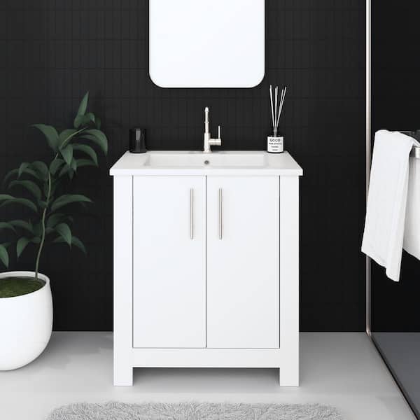 VOLPA USA AMERICAN CRAFTED VANITIES Austin 30 in. W X 20 in. D Bath Vanity in White with Acrylic Vanity Top in White with White Basin