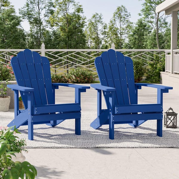 Weather Resistant Navy Blue Plastic Adirondack Chair (Set of 2)