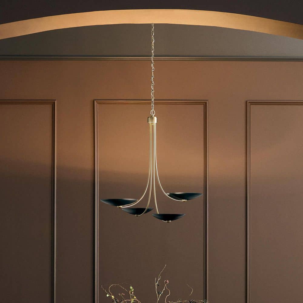 Palmela 32 in. 4-Light Chandelier in Champagne Bronze Finish with Black Outer Shades price history on PriceWatchPro