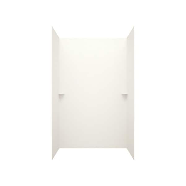 Swan 30 in. x 60 in. x 60 in. 3-Piece Easy Up Adhesive Alcove Tub Surround in Bisque