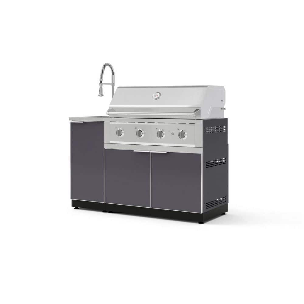 Outdoor Kitchen 3-Piece 3-Burners Propane Gas Grill Island in Gray w/40 in. Performance Grill and Sink with Faucet price history on PriceWatchPro