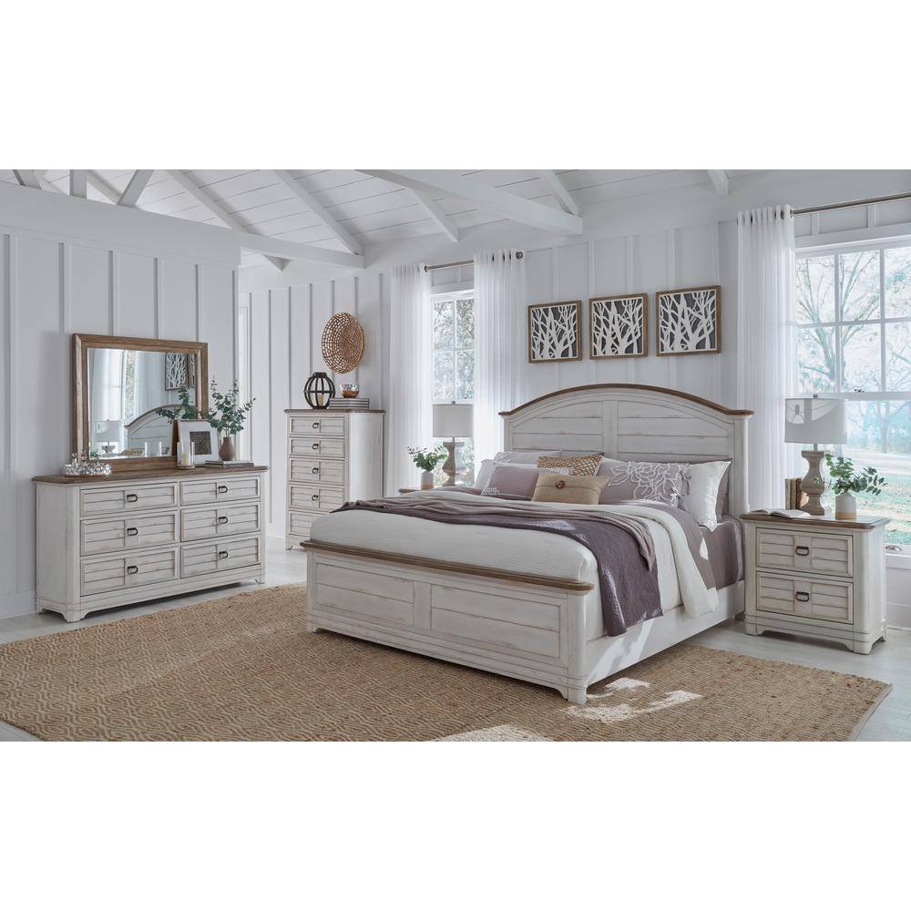 Meadowbrook White-Washed Wood Two Drawer Nightstand