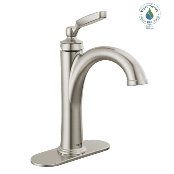Delta Woodhurst Single Handle Single Hole Bathroom Faucet with Metal Drain Assembly in Stainless Steel 532 SSMPU DST The Home Depot