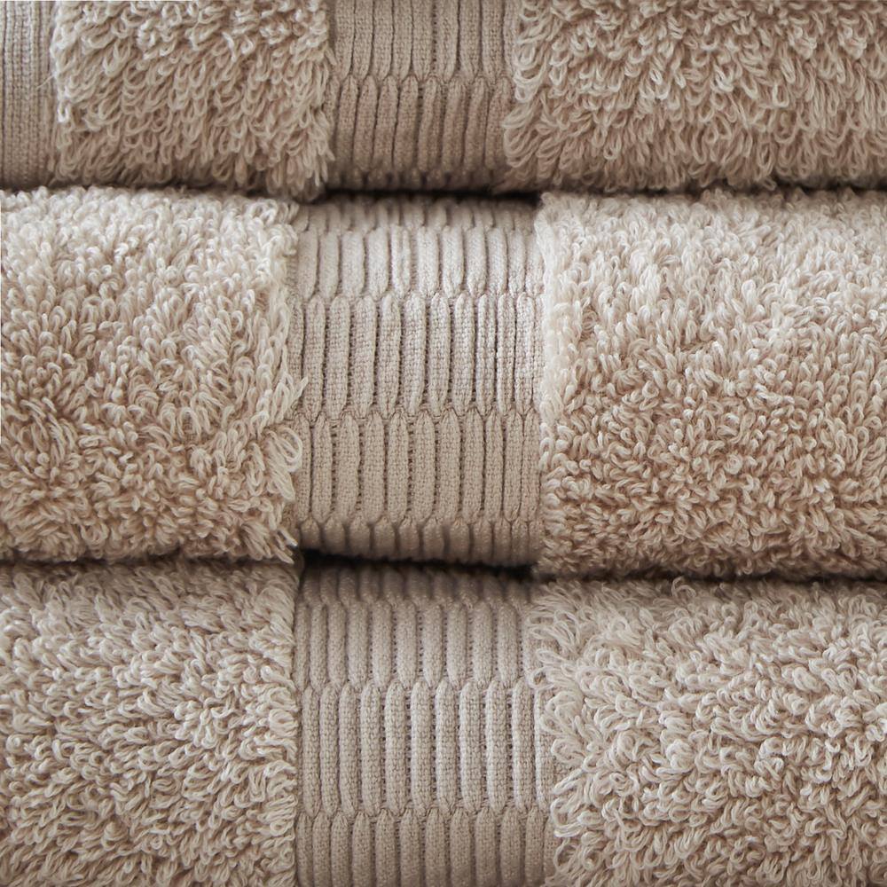 Luxurious Sand and White Egyptian Cotton 6-Piece Towel Set