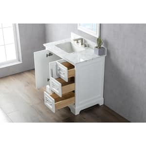 36in. W x 22 in. D x 34.3 in. H Single Sink Freestanding Bath Vanity in White with White Carrara Marble Top