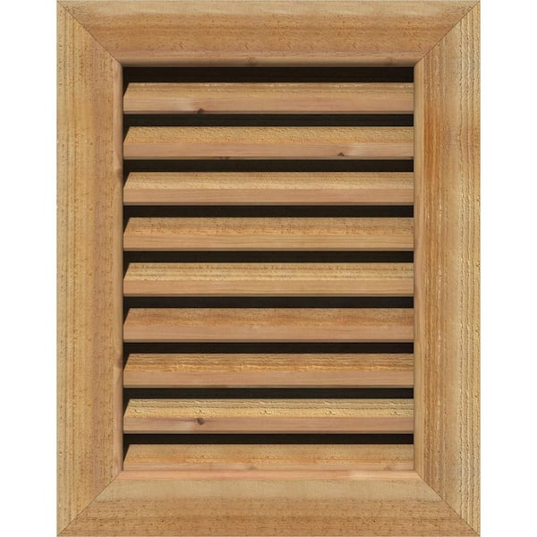 Ekena Millwork 37" x 41" Rectangular Rough Sawn Western Red Cedar Wood Gable Louver Vent Functional