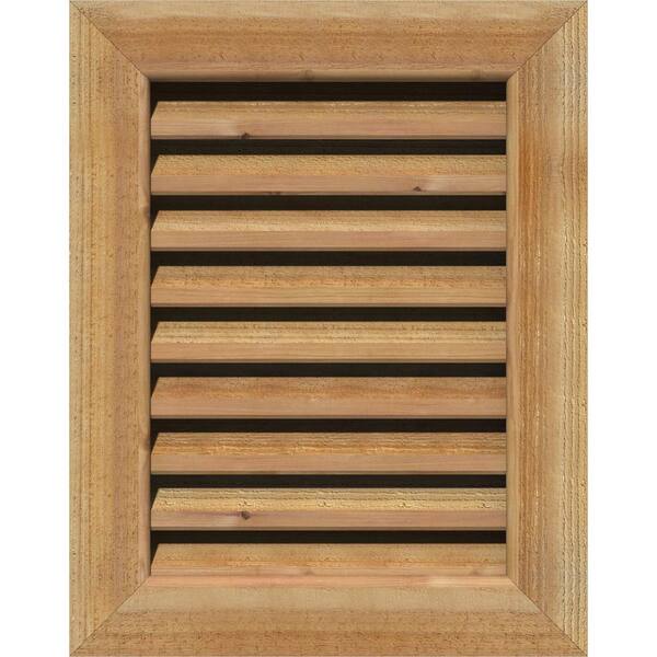 Ekena Millwork 25" x 27" Rectangular Rough Western Red Cedar Wood Paintable Gable Louver Vent Functional