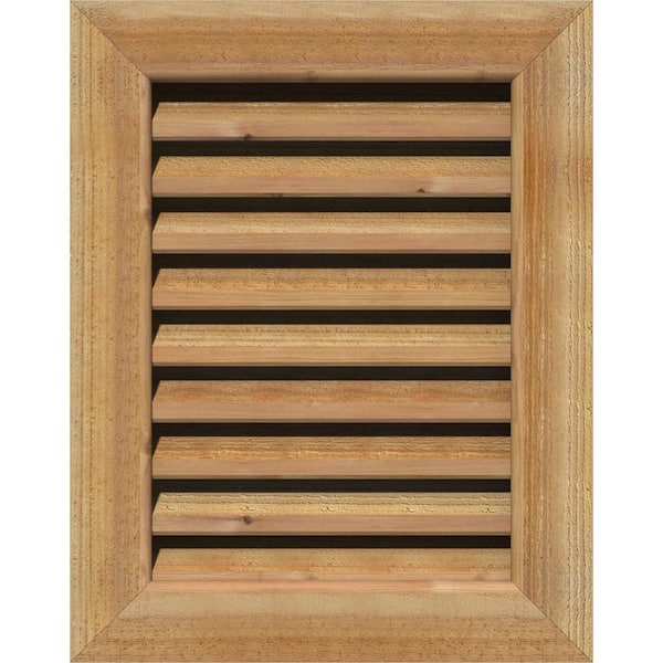 Ekena Millwork 31 in. x 27 in. Rectangular Rough Western Red Cedar Wood Paintable Gable Louver Vent