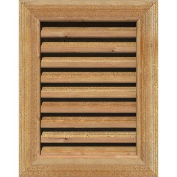 Ekena Millwork 31 in. x 29 in. Rectangular Rough Western Red Cedar Wood Paintable Gable Louver Vent