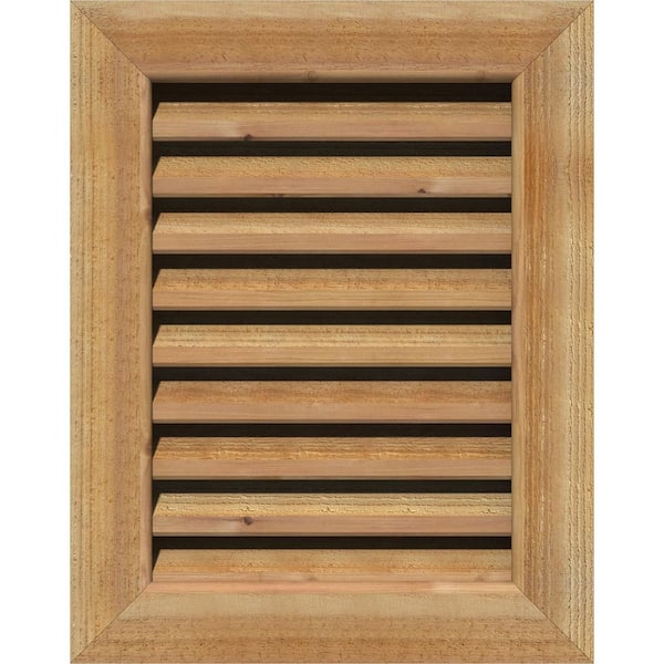 Ekena Millwork 41 in. x 31 in. Rectangular Rough Western Red Cedar Wood Paintable Gable Louver Vent Functional