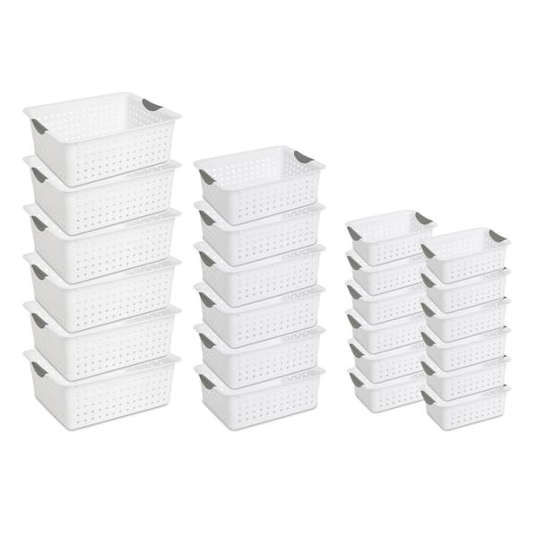 12 Pack 6 Pack Sterilite Deep Ultra Plastic Storage Bin Basket + Large Bin 