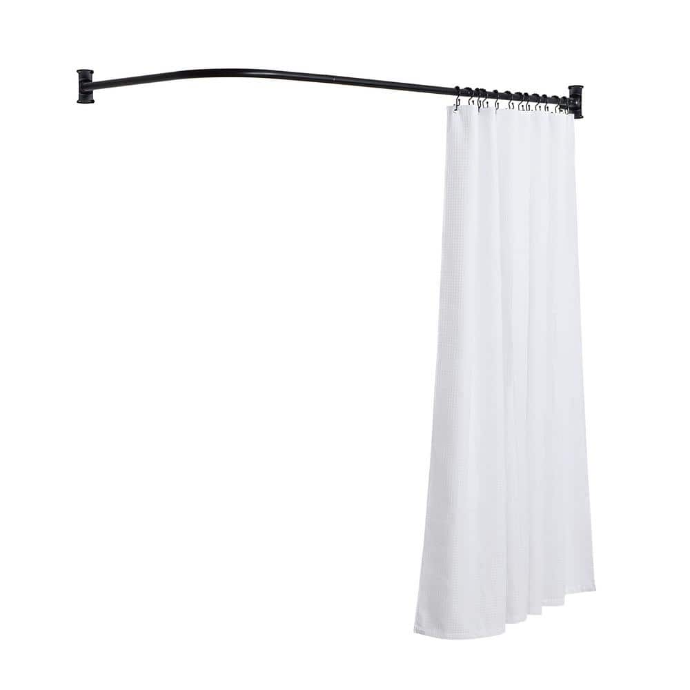 Black Aluminum L-Shaped Wall Mounted Shower Curtain Rod