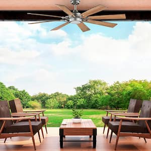 Makenna 60 in. Indoor/Outdoor Galvanized Ceiling Fan with Integrated LED with Light Kit, DC Motor and Remote