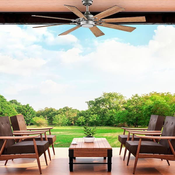 Makenna 60 in. Indoor/Outdoor Galvanized Ceiling Fan with Integrated LED with Light Kit, DC Motor and Remote