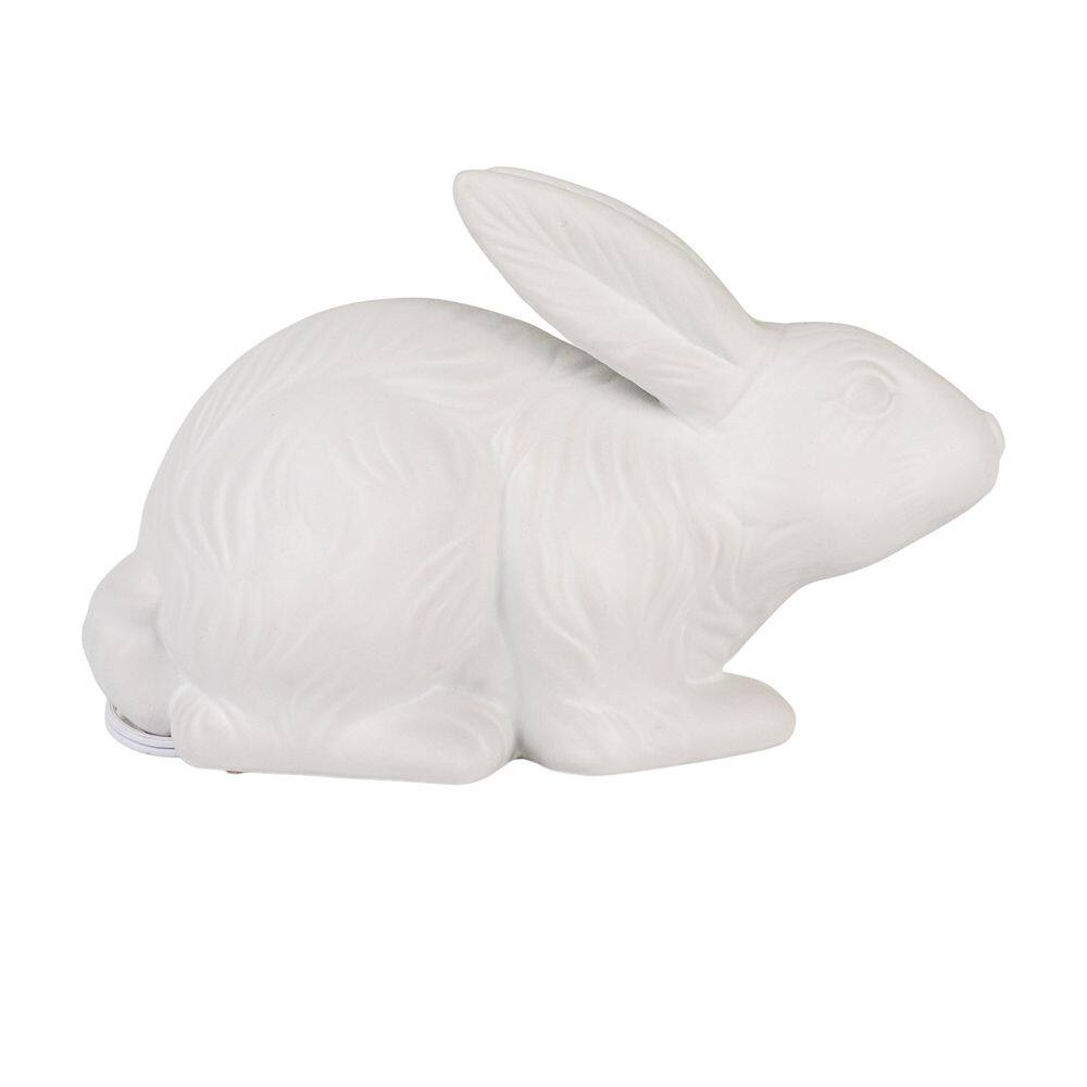 White Stoneware Rabbit Shaped Nursery Table Lamp
