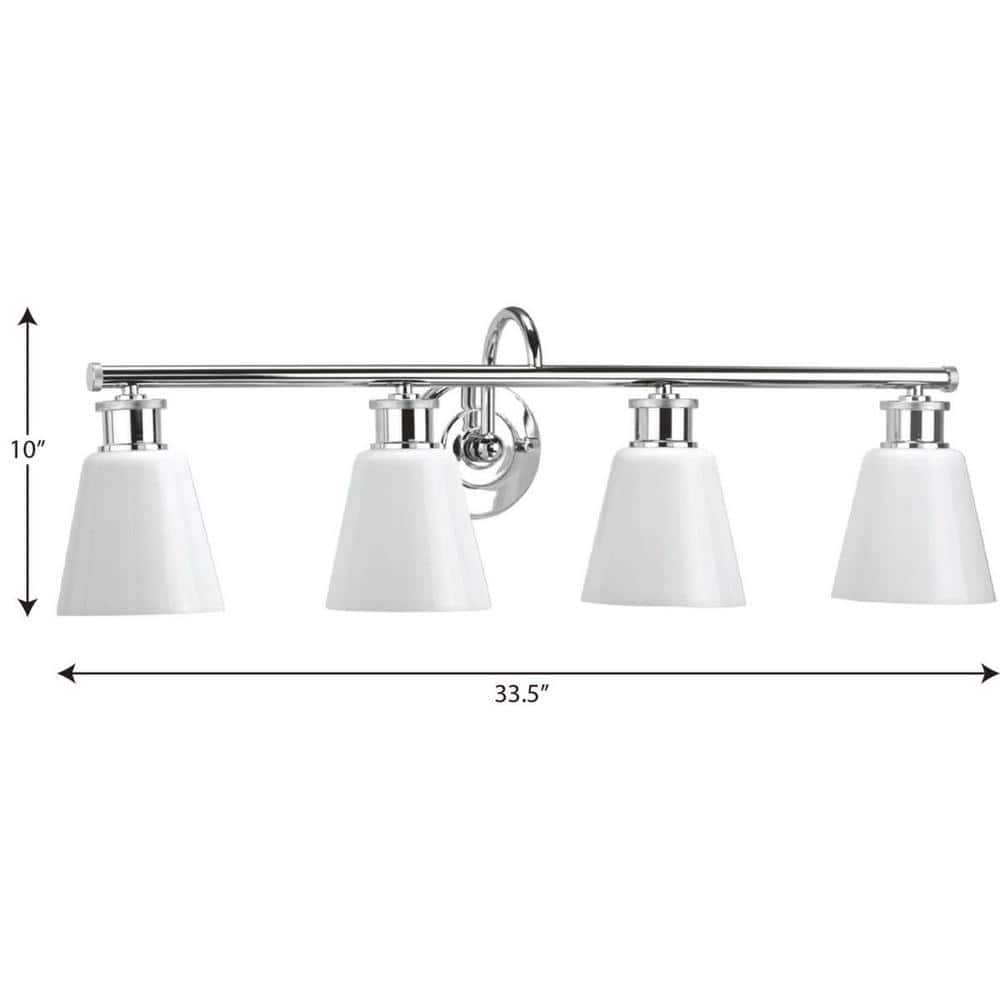 Ashford 4-Light Polished Chrome Bath Vanity with Opal Glass Shades