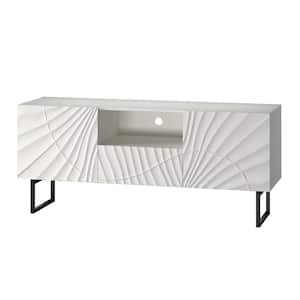 Olinto White 57.7 in. TV Stand for TVs up to 65 in. with Metal Legs