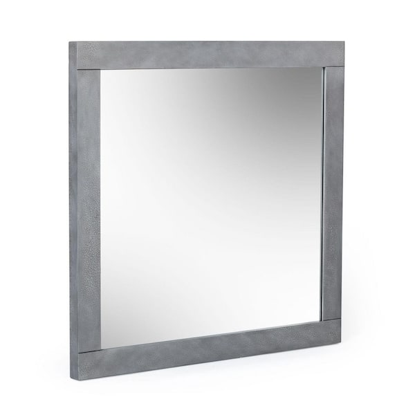 Buckley Grey 32.6 in. W x 34.6 in. H Modern Square Wood Framed Mirror