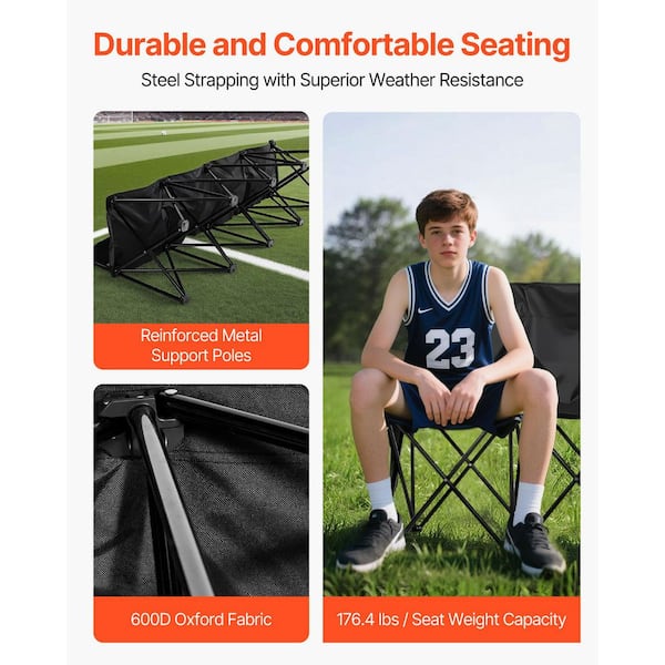 SKYSHALO Portable Folding Bench, 4-Seat Foldable Soccer Bench with