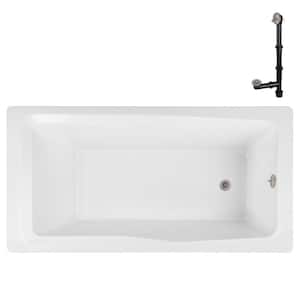 N-4420-760-BNK 66 in. x 34 in. Rectangular Acrylic Soaking Drop-In Bathtub, with Reversible Drain in Brushed Nickel