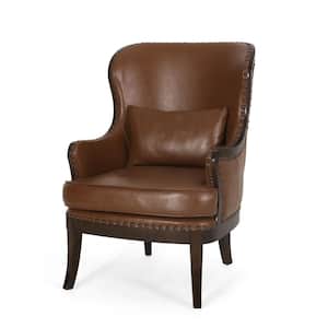 Lewiston Cognac Brown and Dark Brown Upholstered Accent Chair