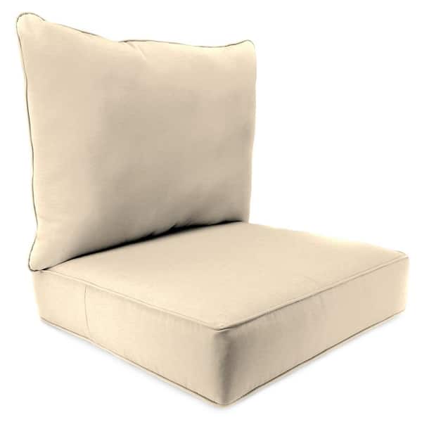 Jordan Manufacturing Sunbrella 24" x 24" Canvas Flax Beige Solid Rectangular Boxed Edge Outdoor Deep Seating Chair Seat and Back Cushion Set