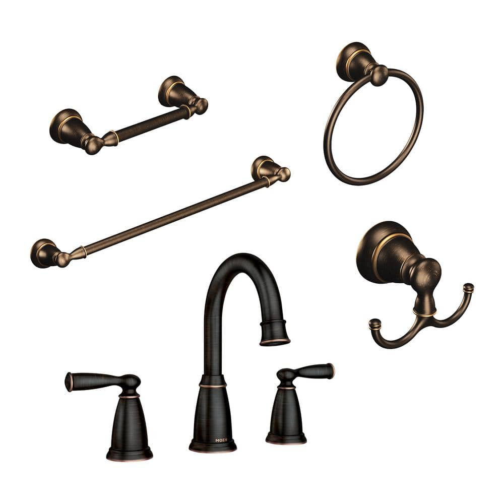 MOEN Banbury 8 in. Widespread 2-Handle Bathroom Faucet Kit with 4-Piece ...