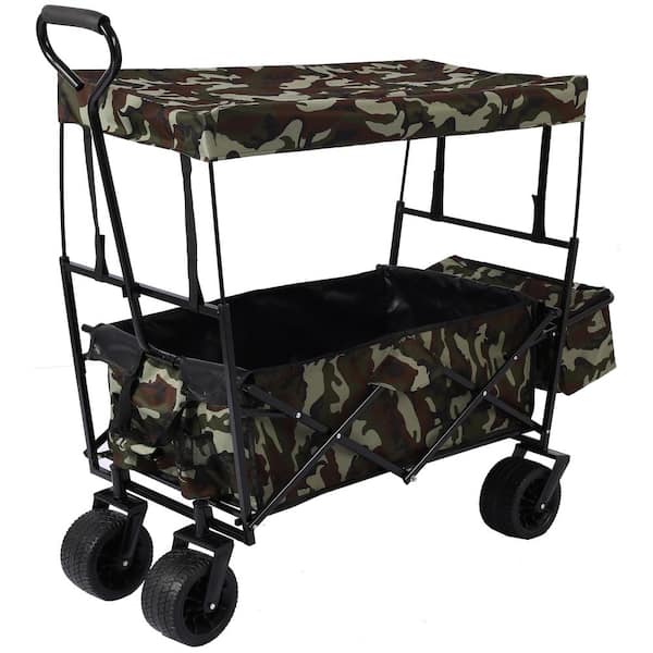 AUTMOON 3.8 cu. ft. Steel Wagon Cart 176 lbs. Load Collapsible Cart Portable Foldable Outdoor Utility Garden Cart, Camouflage