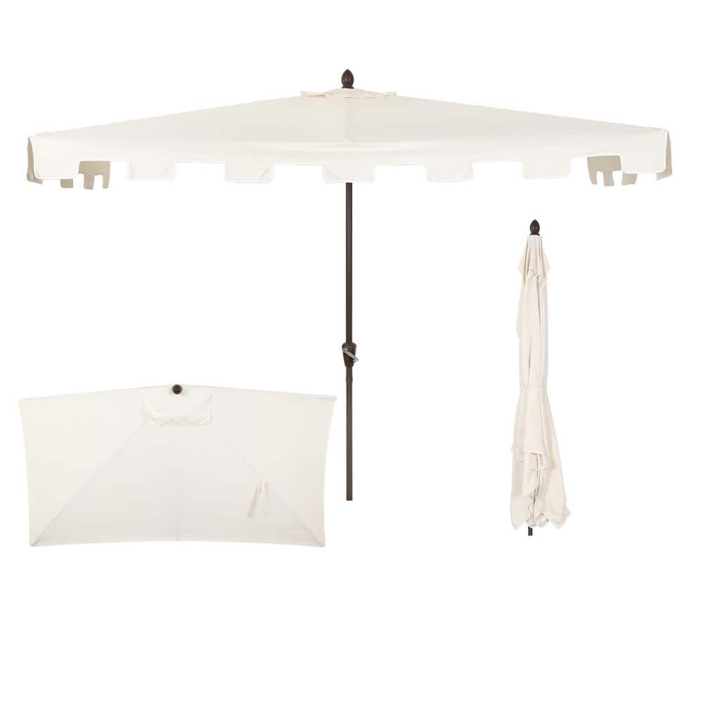 Sidney Cream Aluminum Half Market Patio Umbrella with Crank