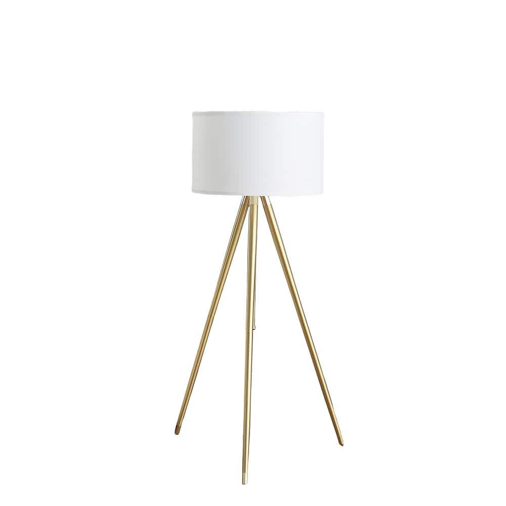 64 in. Modern Brass Gold Tripod Floor Lamp Standing Lamp with White Drum Shade, Adjustable Height price history on PriceWatchPro