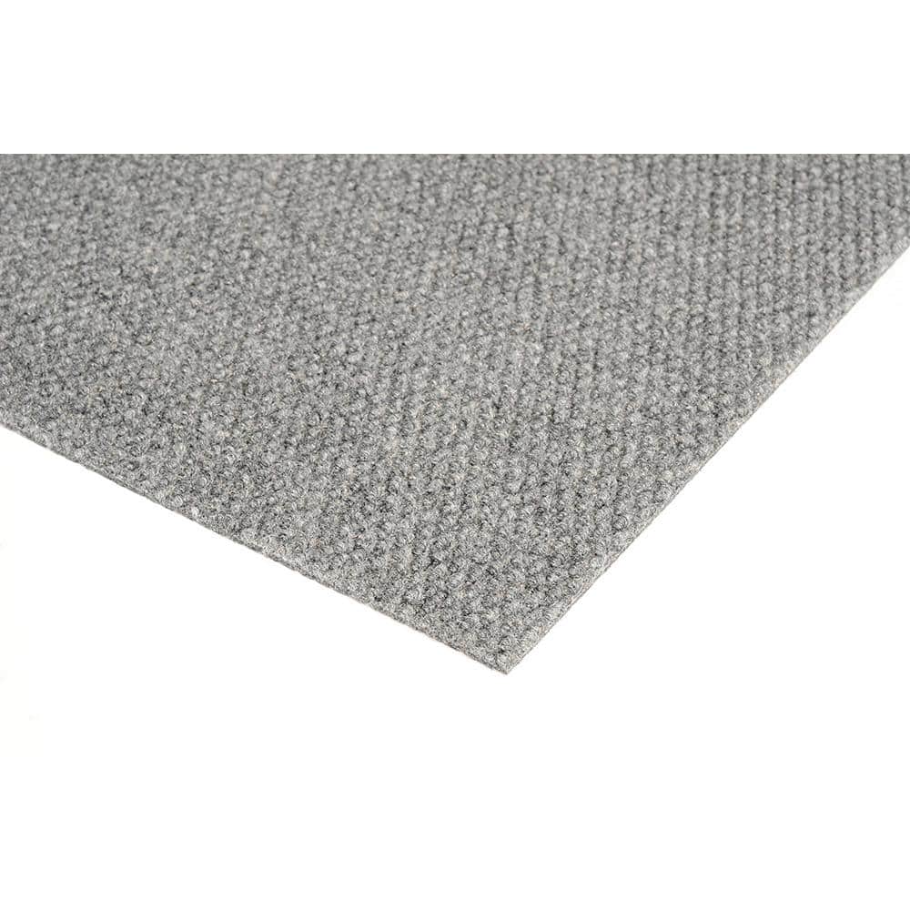 18" Smoke Gray Self-Stick Indoor/Outdoor Carpet Tiles - 16 Pack