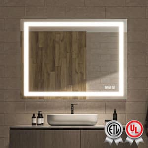 Super Bright 48 in. W x 36 in. H Rectangular Frameless Anti-Fog LED Wall Bathroom Vanity Mirror with Front Light