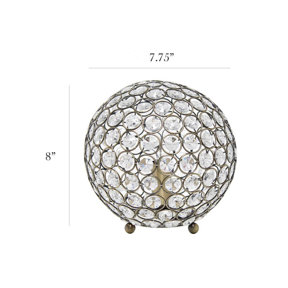 Antique Brass Crystal Ball Table Lamp with Clear Shade