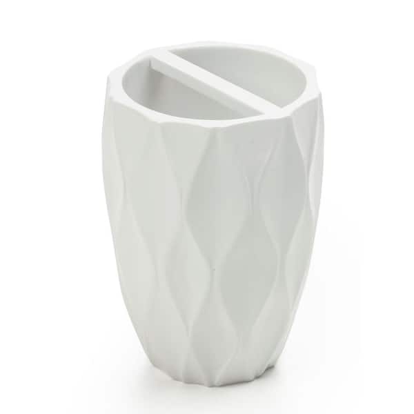 ROSELLI TRADING COMPANY Wave Bath 4.3 in. Tooth Brush Holder in White