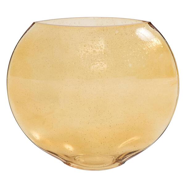 Howard Elliott Amber Gold Round Glass Bubble Vase - Small