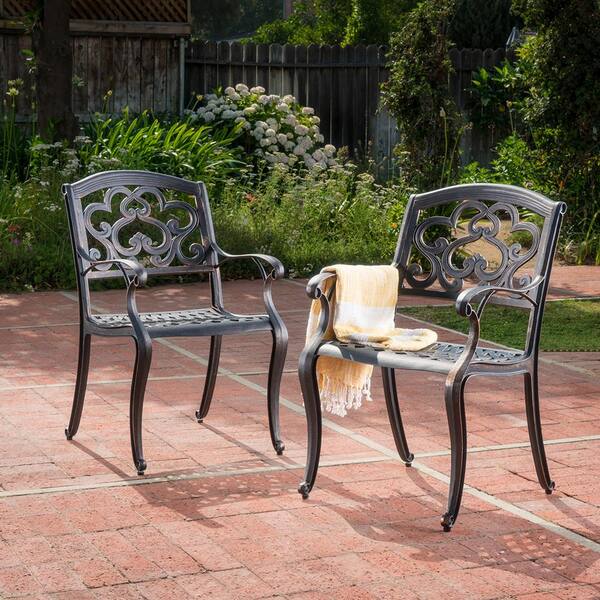 AULEDIO Brown Aluminium Outdoor Lounge Chair 37 in. Set of 2