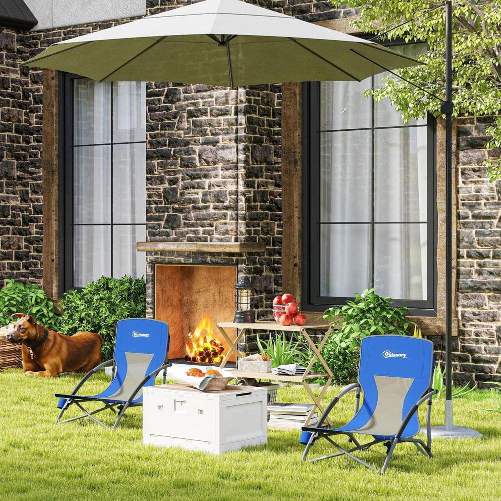 AOPSPS Outsunny Set of 2 Folding Beach Chairs with Mesh Back