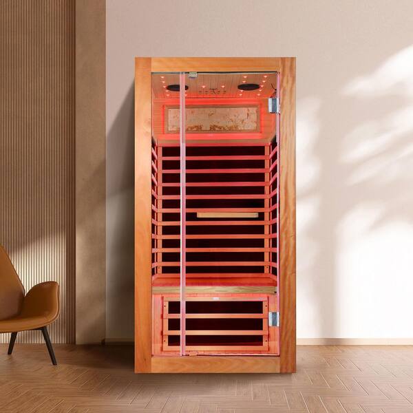 LIVACA 1-Person Infrared Sauna with 7 Heating Plates, Starry Sky